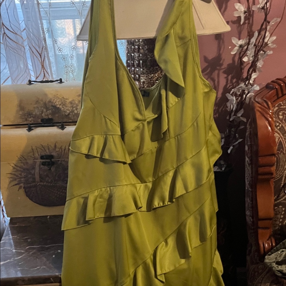 PrettyLittleThing Lime Ruffle Maxi Dress